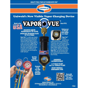 Uniweld Vv1 Visor de Vapor de Carga Conexion 1/4, Aumenta velocidad de carga hasta 8 veces 