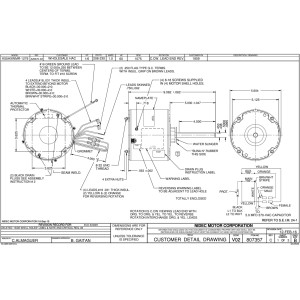 US Motors 1859 1/6HP 1075 rpm, 6 poles, 1 shaft, TEAO Enclosure, 1 speed, 5.6 diameter, CCW Lead End Reversible, 208-230 V, 60 Hz, 1 Ph, 5 mfd/370 VAC Run Capacitor 1859 K055WMR1279012B