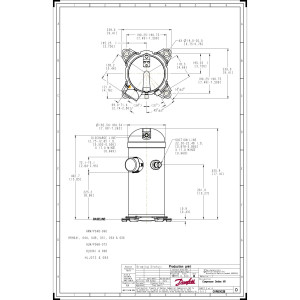 Danfoss HRH051U1LP6 4.3 tons 51.000 btu/h R410A Compresor Scroll para Aire Acondicionado 208-230/1/60 V/Ph/Hz Descarga 1/2 in, Succion 7/8 in, ODF, Aceite PVE 121L1296, 121L1293, 121L8537, 121L8616