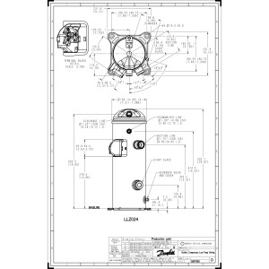 Danfoss LLZ024T2LQ9C 8 HP LBP Compresor Scroll para Refrigeracion 208-230/3/60 (V/Ph/Hz) R404A, R507, R452A, R448A, R449A, Conexion Rotolock, 121L9550, 121L9551,121L9507, 121L9506, 121L9059 