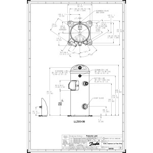 Danfoss LLZ015T2LQ9C 5 HP LBP Refrigeration Scroll Compressor 208-230/3/60 (V/Ph/Hz) R404A, R507, R452A, R448A, R449A, Rotolock Connections, 121L9546, 121L9547, 121L9515, 121L9055