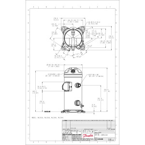Danfoss MLZ038T1LQ9A 5 HP MBP Scroll Compressor for Refrigeration 208-230/1/60 (V/Ph/Hz) R404, R407, R507, R452, R134, R513, R22, R448 Rotolock Valves V05, V06, POE Oil 121L8775 Replaces 120U8067