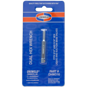 Uniweld DHW316 Dual Hex Wrench Adaptor 3/16 and 5/16 in, 1/4 in Square Socket