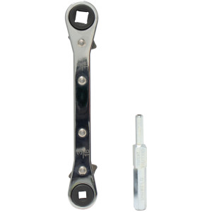 Uniweld 70022 Ratchet Wrench, 1/4 and 3/16 in Square opening, 3/8 and 5/16 in Square opening, with 3/16 and 5/16 in Dual Hex Valve Adapter
