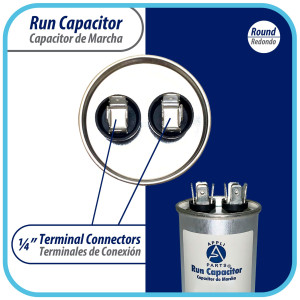 Appli Parts Condensador Capacitor de Marcha 50 Mfd uF (microfaradios) 370VAC o 450VAC CBB65 Universal Aire acondicionado y otras aplicaciones Redondo UL E476928 12cm Alto 5cm Ancho CON-50-450
