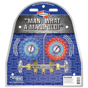 Uniweld A2LM3BV Juego Manometro R-32/R-454B/R-448A/R-410A Fahrenheit psi, Mangueras 3 pies con Valvula de Cierre  