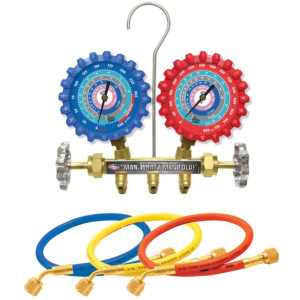 Uniweld A2LM3H Juego Manometro R-32/R-454B/R-448A/R-410A Fahrenheit psi, Mangueras de 3 pies   