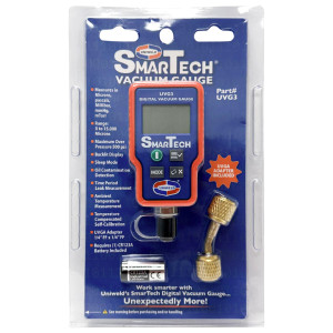Uniweld UVG3 Vacuometro Digital Smartech con Pantalla Iluminada, Rango 0-15000 Micrones Max presion 500psi, adaptador UVGA Incluido Requiere 1 CR132AA Bateria (incluida)