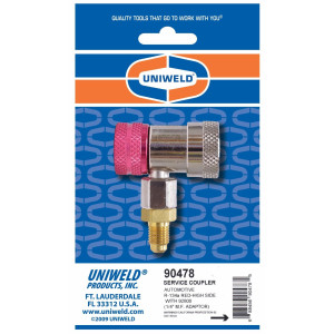 Uniweld 90478 Quick Coupler Manual R-134 Red High With 1/4 in Adaptor for Automotive AC
