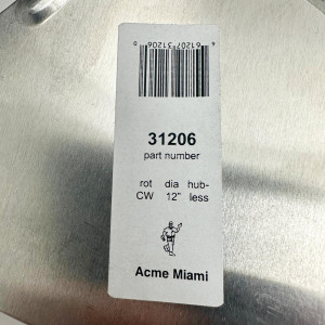 Acme 31206 Aluminum Hubless Type Blade 12 in Pitch 25 Rotation CW CFM 990
