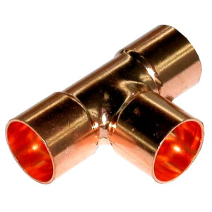 Appli Parts AP-RT218118 Reductor Tee de Cobre 2-1/8x1-1/8x2-1/8 pulg Conexiones CxCxC soldadas para aplicaciones de refrigeracion, aire acondicionado y plomeria Tuberia de Cobre ACR y Tipo L