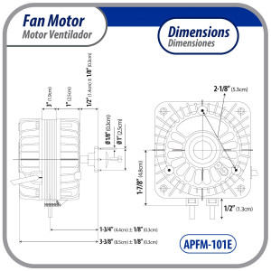 Appli Parts APFM-101E Motor Ventilador 10W Condensador y Evaporador 115V 60Hz 0.65A, Incluye Aspa de Aluminio de 23cm y Base de Montaje, Repuesto Universal para Equipos de Refrigeracion Comercial