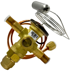 Danfoss 067L6010 7TR Valvula de Expansion Termostatica, TR 6, R410A,R454B,R32, 3/8x3/8 pulg Soldable, ODF, 1/4 pulg Tubo Cap. Flare, Troquel flecha 1-Via, -10 a 15 C