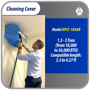 Appli Parts APCC-1836B Cleaning Cover Kit or Maintenance for Mini Split 1.5 - 3 Tons (from 18,000 to 36,000 Btu), 3 ft 3 in to 4 ft 3 in length, Waterproof, 9 ft 2 in Drain Hose, with Support Plate