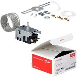 Danfoss 077B7104 Termostato de control Refrigerador 2 Puertas 077B3657 Cut-in Frio +3.5C Cut-out Frio -23.0C Cut-in Caliente +3.5C Cut-Out Caliente -12.5C Capilar 1000mm B62