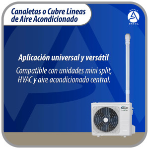 Appli Parts APLC-SET75 Cobertor para Lineas de Aire Acondicionado Juego de 75mm ancho, incluye 2 Rectas, 1 Acople,1 Tapa Pared, 1 Tapa 
