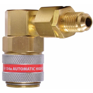 Uniweld 90486 Acople Rapido Automatico Kit R134 con Adaptador 1/4 pulg. Roja Alta, Azul Baja