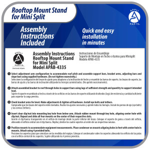 Appli Parts APAB-4335 Rooftop Mount Stand for Mini Split 9000 to 24000 BTU Supports 335 lb Adjustable 10 to 45 Degrees Includes Anti Vibration Pads and Full Installation Kit