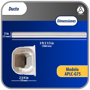 Appli Parts APLC-G75 Ducto Pared Lineas de Aire Acondicionado 75 x 975mm