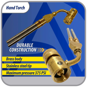 Appli Parts APHT-1D2 Double Burner Hand Torch for Soldering Brazing with Map or Propane Fuel Swivel Tip for uses in plumbing refrigeration air conditioning and more