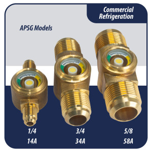 Appli Parts APSG-58A Visor de Liquido 5/8 in Flare, Indicador de Humedad con conexiones Rosca, cuerpo solido, para Sistemas de Refrigeracion y Aire Acondicionado compatible refrigerantes CFC HCFC HFC
