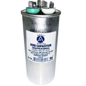 Appli Parts Condensador Capacitor de Marcha 40+5 Mfd uF (microfaradios) 370VAC o 450VAC CBB65 Universal Aire acondicionado y otras aplicaciones Redondo UL E476928 12cm Alto 5cm Ancho CON-40/5-450 