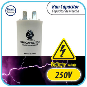 Appli Parts Run Capacitor for electric motors 45 Mfd uF (microfarads) 250VAC Plastic Case with terminals CBB60 Round Universal fit water pumps and others 4-1/4 in High 1-3/4 in Wide CON-45-250-P 