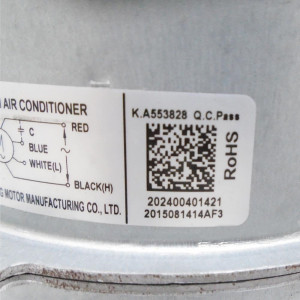 Motor Ventilador Ecox YKT-90-6-9 RoHS(YDK90-6B-4) 220-240V/60Hz 90W 6p 0.65Aa Acl LRA 0.76A 202400401421 11002012000578 
Sirve EIHCU060CXXC