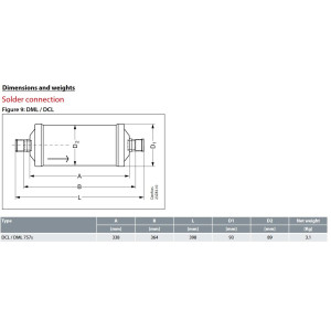 Danfoss 023Z0115 7/8in Liquid Line Refrigerant AC Filter Drier hvac refrigeration ODF 15-22tons Unidirectional 15-11/16in Long 3-11/16in Wide DCL 757S