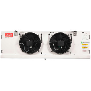 Danfoss 114U0003 Evaporator Optyma MBP 14.1K Btu/hr at 25F SST R404 Air Defrost 6FPI Low Profile 2 x 12in ECM fans DACC RX L141.1A4/A1 230V/1Ph/60Hz 

