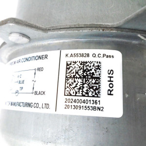 Fan Motor single phase asynchronous YDK36-6B (YDK36-6-14) YKT-36-6-2L RoHS 220-240V/60Hz 36w 6p 0.4A B CL LRA 0.47A 202400401361 11002012003678 Fits: ecox Payne Carrier