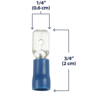 Insulated male slip-on  pack of 50  wire range 16-14  tab size  250 6219LX