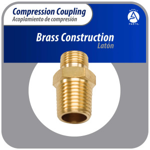 Appli Parts APWF-100BC Acople de Reduccion de compresion de laton de 1/4 pulg para filtro de agua en linea con conexion NPT macho de 3/8 pulg para tuberia de cobre o PVC