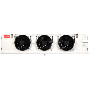 Danfoss 114U0004 Evaporador Optyma MBP 15K Btu/hr a 25F SST R404 Descogelamiento Natural 6FPI Perfil Bajo 3 x Ventilador Axial ECM 300mm DACC RX L150.1A4/A1H 230V/1Ph/60Hz 
