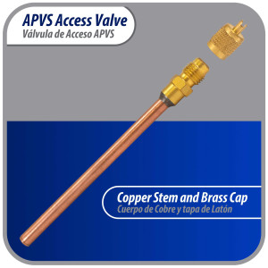 Appli Parts APVS-143163K10 10 pack 1/4 in SAE Access Schrader Valve x 3/16 ODF x 3 in Copper Stem with Valve Core and Cap with gasket and core remover for AC and refrigeration systems