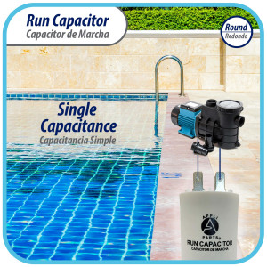 Appli Parts Condensador Capacitor de Marcha 60 Mfd uF (microfaradios) 250VAC CBB60 Cuerpo plastico para bombas de agua y otras aplicaciones Redondo UL E476928 10.8 cm Alto 5 cm Ancho CON-60-250-P