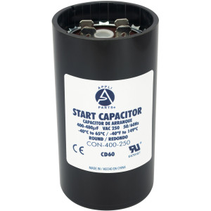 Appli Parts CON-400-250 Capacitor de Arranque 400-480 MFD (microfaradios) uF, 250 VAC. Universal para Motores Electricos, condensador de arranque de 4.6 cm de Diametro, 8.6 cm de Alto