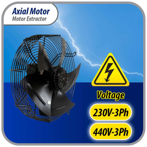 Appli Parts AXF-800-4 31-1/2 in Axial Fan Motor Guard Mounted Fan Blade 220-440V, 3Ph, 50-60Hz 2200W 1050rpm, Universal replacement for Cold Room Evaporators, Condensing Units, Work Temp -22F to 140F