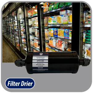 Appli Parts APFD-305 5/8 in Liquid Line Refrigerant AC Filter Drier hvac Refrigeration 305 SAE Flare connection universal unidirectional 10-1/2 in long 3-1/4 in wide