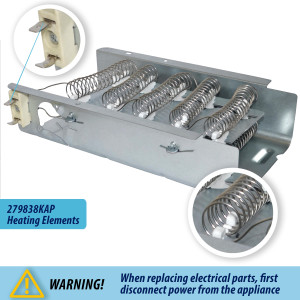 279838 Appli Parts Kit Resistencia Secadora 279838KAP KIT Incluye 279838 Resistencia, 3977767 Termostato, 3387134 Termostato, 3392519 Fusible, 3977393 Fusible