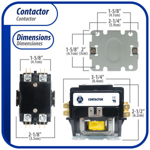 Appli Parts APAC-220240 Contactor 2 Polos 20A 240V Bobina Repuesto para Compresores de CA y Aplicaciones Electricas Certificacion UL E476929 de Trabajo Pesado