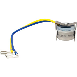 Appli Parts APBT-L55CA Bimetal Termico 2 Cables Abre a 13C y Cierra a 4C, con clip, cables de colores azul y amarillo, Referencia BIM-318 / Termodisco 15pies