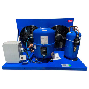 Danfoss OP-HGZ100D39Q Condensing Unit Microchannel Coil 9HP MBP 230V/3Ph/60Hz R134a,R404A,R448A,R449A,R452A,R513A POE Oil 2 Fan with Reciprocating Compressor MTZ100-3 115N0315 