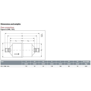 Danfoss 023Z5029 3/8in Liquid Line Refrigerant AC Filter Drier hvac refrigeration ODF 3.15-5tons Unidirectional 5-13/16in Long 3-1/8in Wide DCL 163S