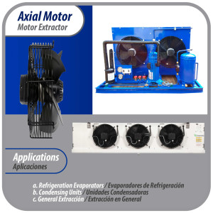 Appli Parts AXF-250-1 Extractor Axial 250 mm (9-7/8 pulg) 110V, 1 ph, 60 Hz, 70 W, 1590 rpm, Rango Temperatura -30 C a 60 C, incluye aspa y base tipo jaula