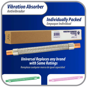 Appli Parts APVE-12 1/2 in Vibration Absorber Eliminator Sweat Connections 9 in Long 500 psi Max working and 3,265 psi Burst pressure