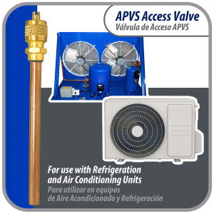 Appli Parts 10 Unidades Valvula de acceso de 1/4 SAE x 1/4 pulg OD x con vastago de cobre de 8cm de largo con nucleo y tapa de laton con removedor de nucleo y empacadura APVS-14143K10
