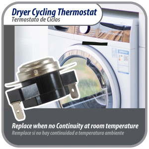 Appli Parts APDT-L250 Thermostat Dryer snap disc L-250-40F Hi limit opens at 250 F replacement for WH4X584 APDT-L250 Replaces 2934, 80000, 279052 286473, 298260, 299617, 339357, 339502 and others