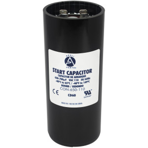 Appli Parts motor start capacitor 650-780 Mfd (microfarads) uF 110-125 VAC universal fit for electric motor applications 1-3/4 in Wide 4-3/8 in Height CON-650-110


