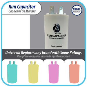 Appli Parts Condensador Capacitor de Marcha 80 Mfd uF (microfaradios) 250VAC CBB60 Cuerpo plastico para bombas de agua y otras aplicaciones Redondo UL E476928 CON-80-250-P